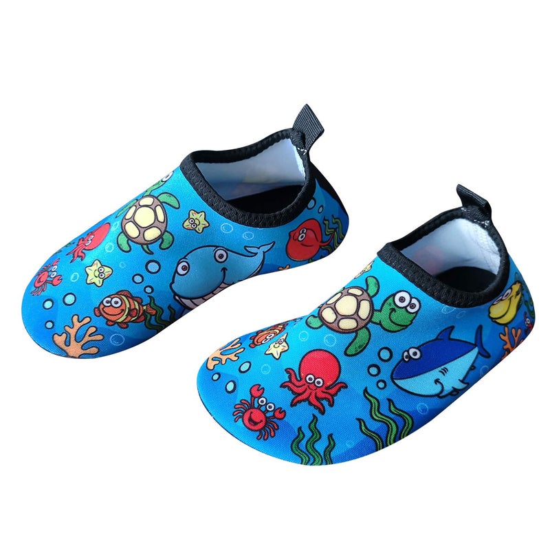Bigib Toddler Kids Swim Water Shoes Quick Dry Non-Slip Water Skin Barefoot Sports Shoes Aqua Socks for Boys Girls Toddler (3 Infant, Seaworld Turtle) - Image 1
